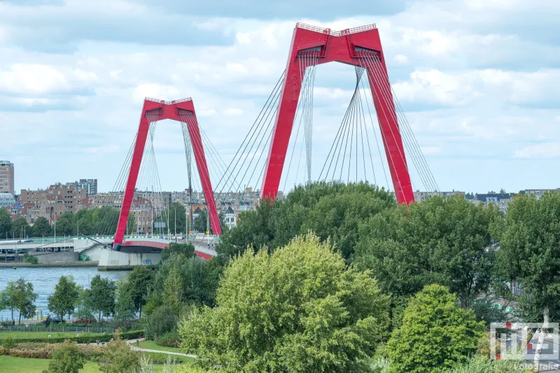 Het mooie uitzicht vanuit De Hef  op de Willemsbrug in Rotterdam tijdens de Open Monumentendagen